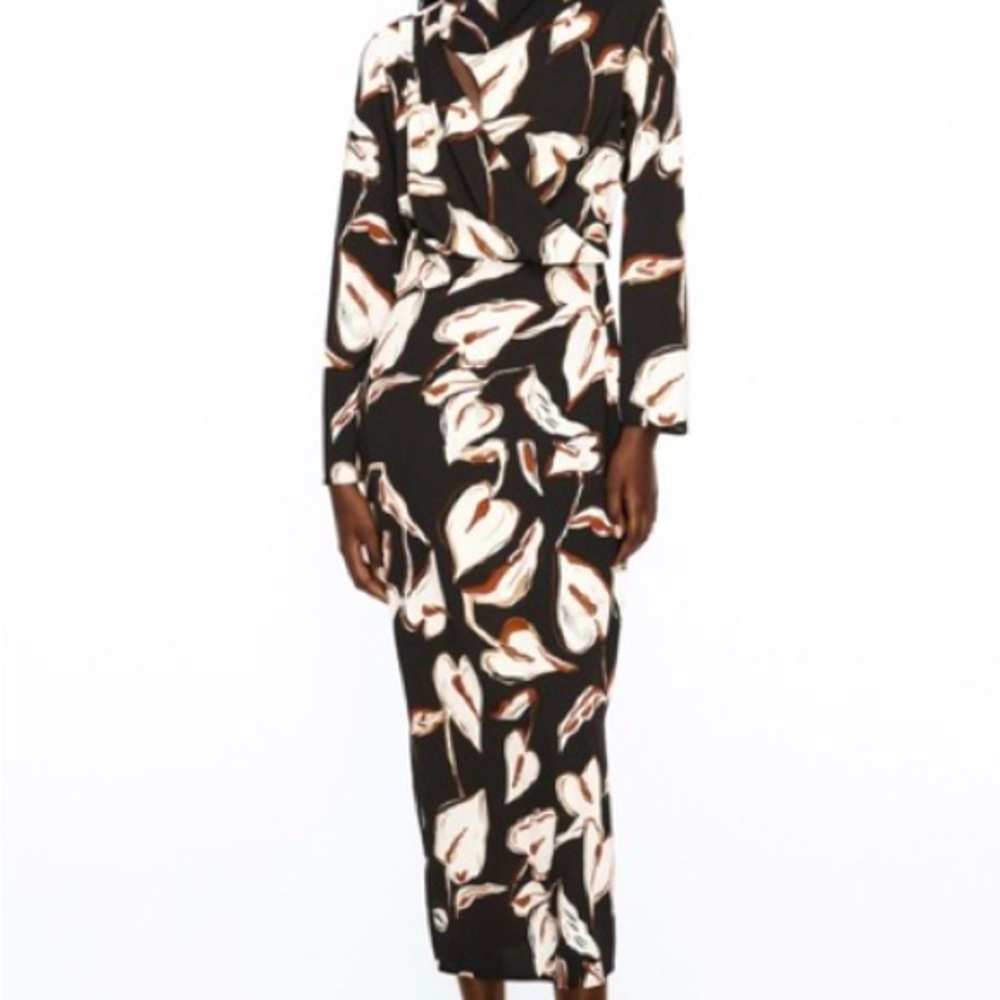 Zara Midi Floral Print Dress